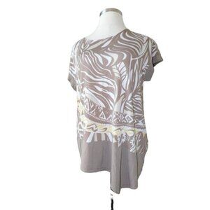 Chico's Size XL (3) A Sym Slinky Stretchy Print Blouse Top